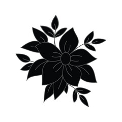 Flowers vector, plants silhouette isolated. Line art of flower, black and white outline of rose flowers vector illustration. Hand drawing flowers vector. 