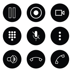 Phone call icons, Call icon, vector set. Hold, record, video call, keypad, mute, add call, speaker, call cut, call icon vector set. Contact icon vector illustration. 