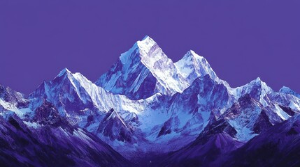 Majestic snowy mountain range against a deep purple sky