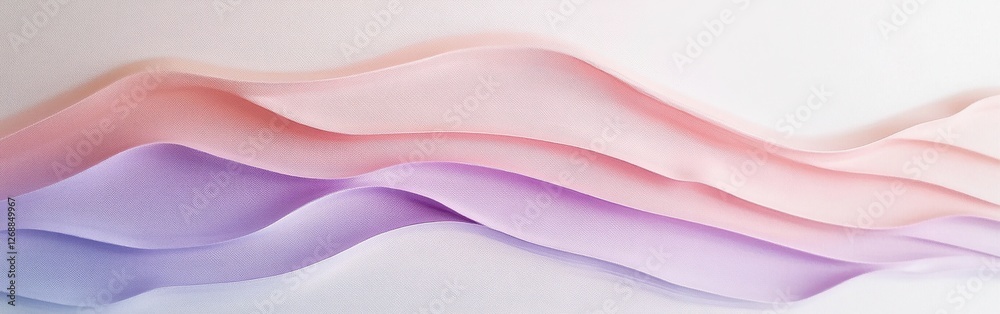 Poster soft pastel waves of fabric create a serene composition on a white minimalist canvas depicting tranq