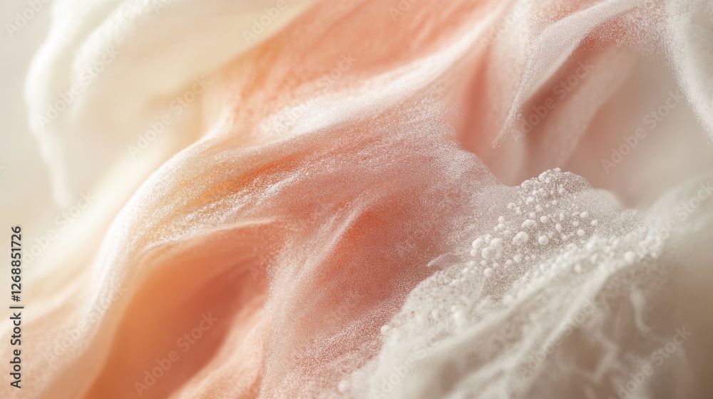 Poster subtle pencil strokes blend with faint coral to create an ethereal texture reminiscent of soft fabri