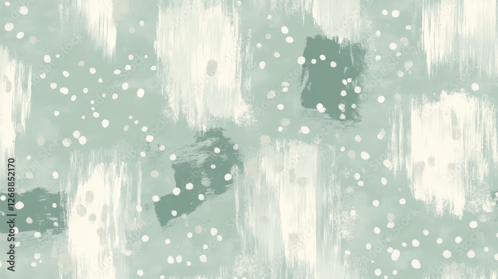 Poster Soft pencil strokes create a muted mint background with scattered dots and brush strokes capturing a serene aesthetic