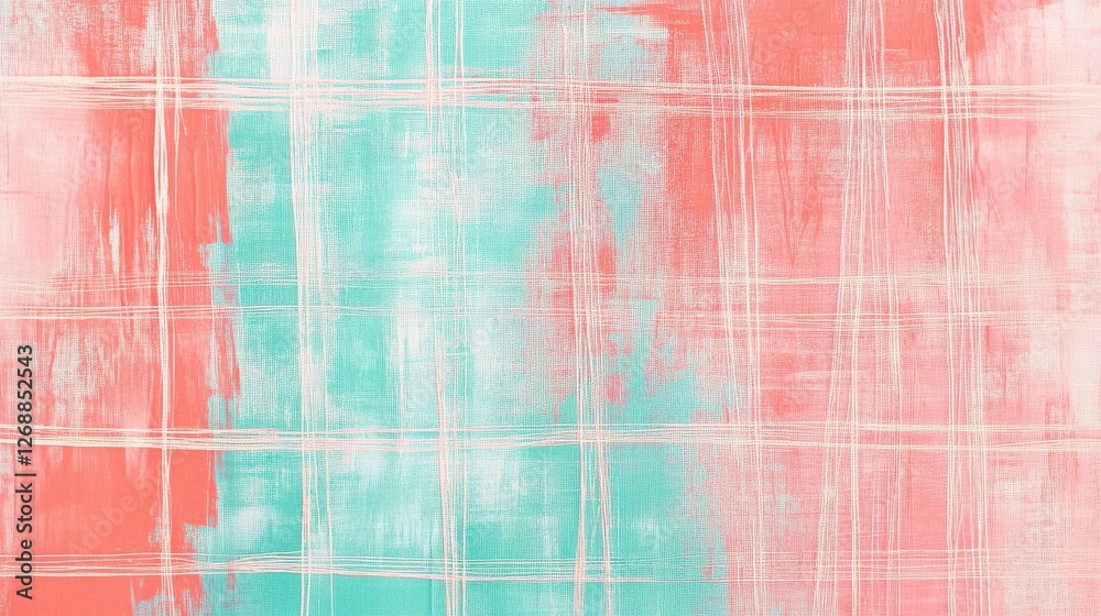 Aufkleber pencil strokes create a textured grid of pastel coral and turquoise hues on a soft canvas