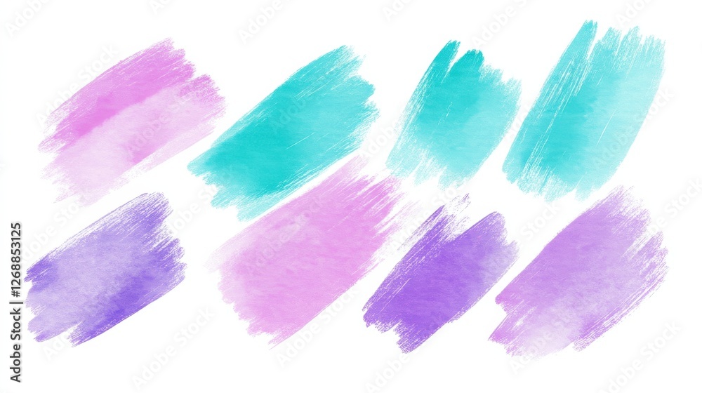 Poster soft pencil strokes create a colorful background with random patterns in pastel shades over white ca