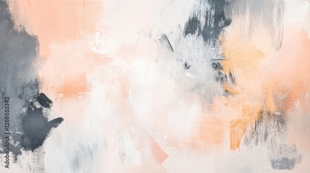 Aufkleber Soft pastel peach and gray strokes combine to create a serene, abstract background ideal for modern decor