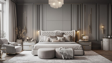 living room interior luxury room design. Luxury Home Interior with Classic Panel Walls and Chic Decor - Elegant Living Room