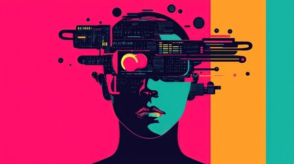 Obraz premium Futuristic Abstract Portrait with Technology and Digital Elements