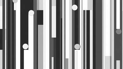 Abstract Monochrome Vertical Stripes and Circles Modern Composition