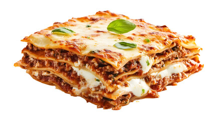 luscious italian lasagna isolated on white background 
