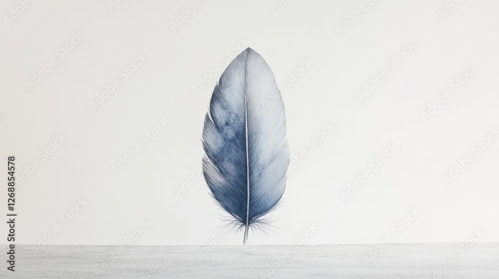 Aufkleber minimalist silhouette of a delicate feather showcasing elegance and simplicity with a soft backgroun