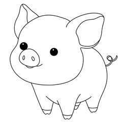 Animal pig coloring line