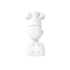 3d white chef character with a traditional hat, high-quality png isolated on transparent background