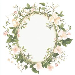 Fototapeta premium Elegant floral garland design featuring delicate blossoms and lush greenery for decoration