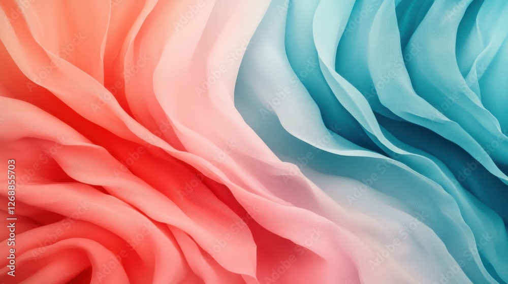 Poster elegant gradient of pencil strokes creates a harmonious blend of soft coral and blue hues in abstrac