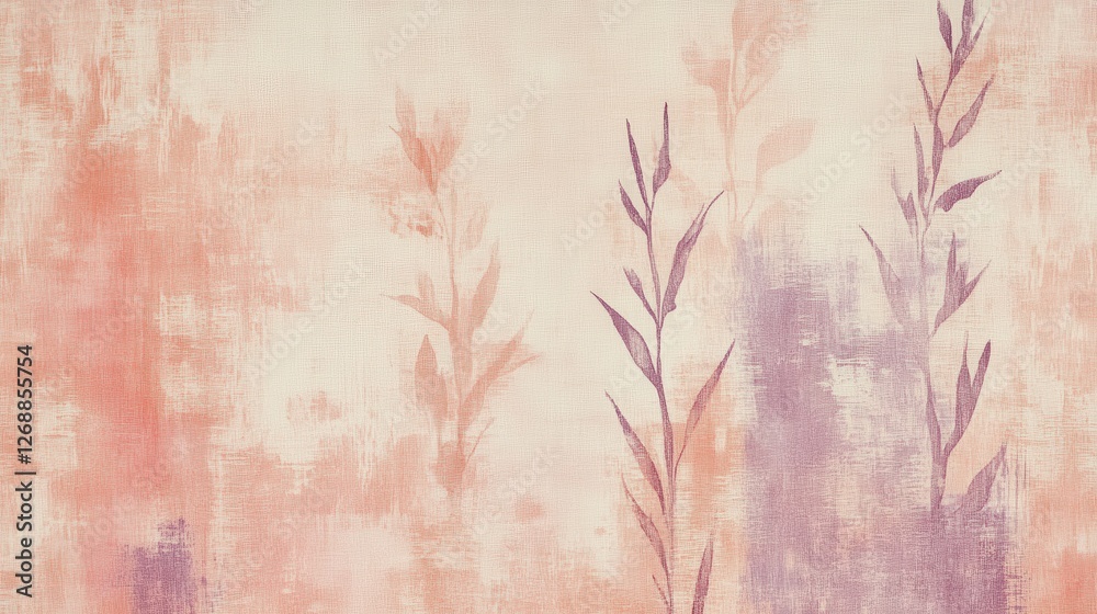 Poster elegant watercolor strokes create a soft floral backdrop with delicate torn edges, showcasing a blen