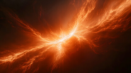 Fiery cosmic energy burst, nebula background, abstract art, design element