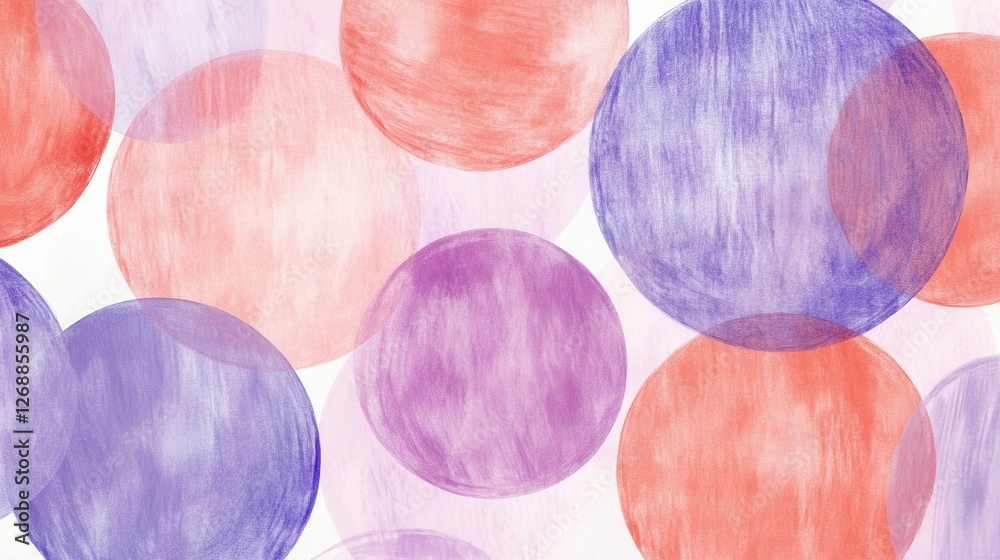 Poster elegant pastel circles created with delicate pencil strokes for a soft artistic effect in a vibrant 
