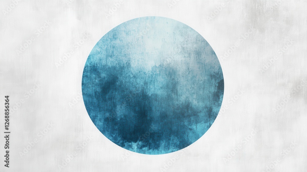 Aufkleber Elegant gradient circle transitions from pastel blue to gray on a textured background creating a calming visual effect