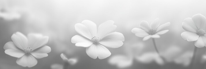 Elegant Delicate White Flowers Blossoming in Soft Background for Poster or Presentation Design Aesthetic Wallpaper and Banner Decoration