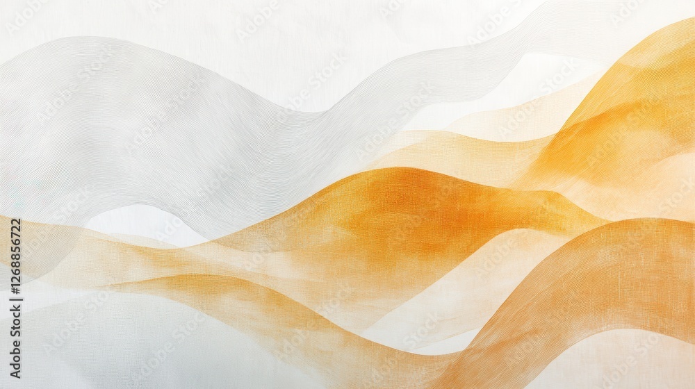 Aufkleber soft, flowing abstract patterns with warm hues on a clean white background creating a serene atmosph