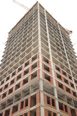 Fototapeta premium A bustling Construction Site showcasing Cranes, Building Framework, and full activity all around