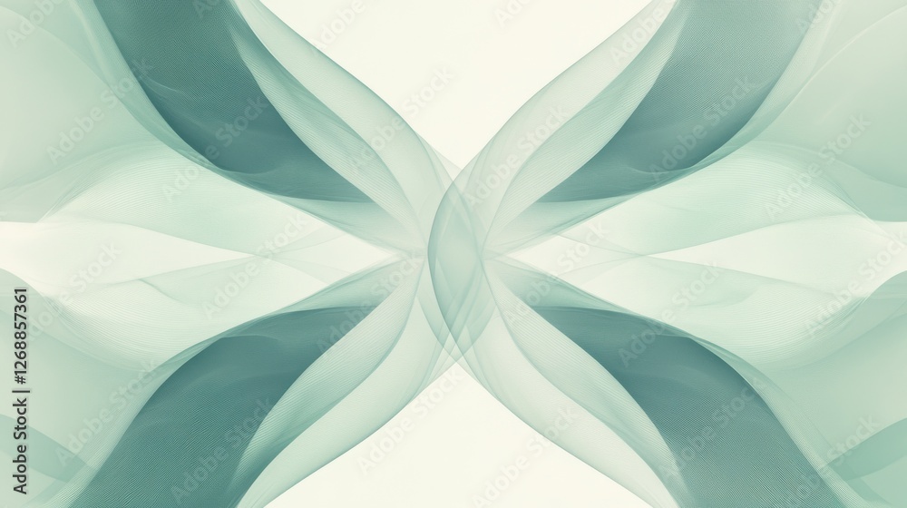 Leinwandbilder abstract monochromatic design featuring flowing patterns in muted mint tones expressing tranquility 