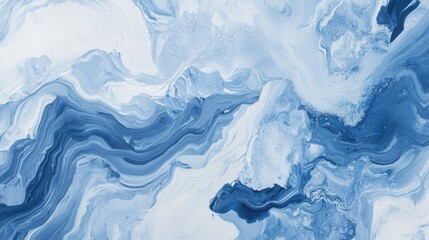 Obraz premium Monochromatic blue abstract pattern showcasing fluid shapes and depth in tones and textures