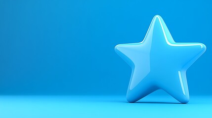 Obraz premium A single blue glossy star on a blue background