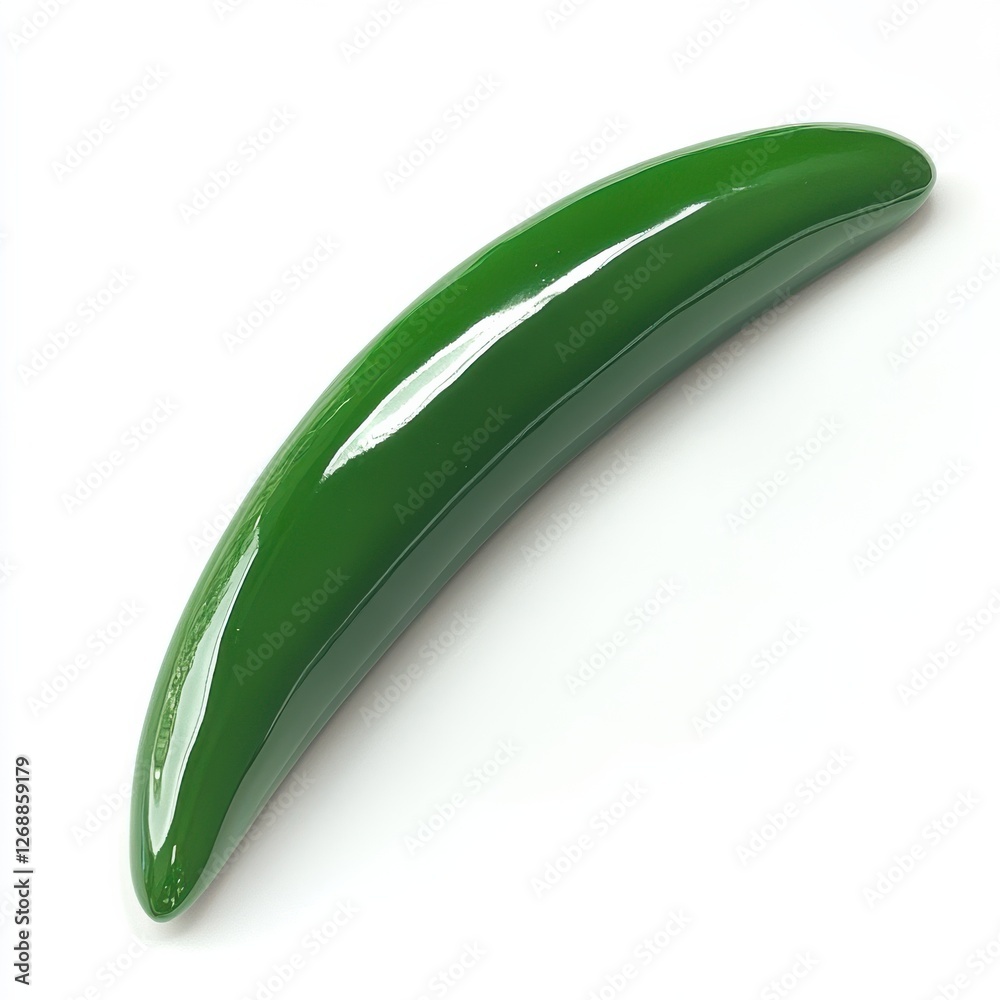 Aufkleber Glossy green bean pod resting on a smooth surface with vibrant color and sleek appearance