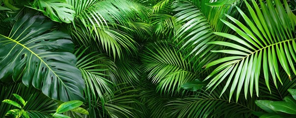 Lush Green Tropical Foliage Background for Nature and Adventure Themes
