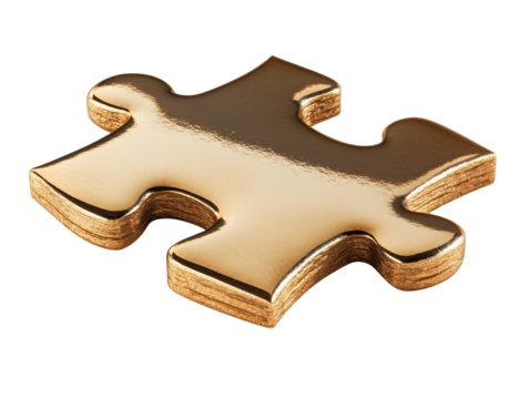 Isolated Golden Puzzle Piece Game Element
