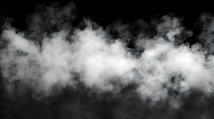 White smoke clouds against black background, for overlay