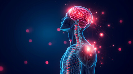Illustration of brain anatomy and neural connections highlighting human neuroscience