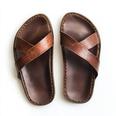 Classic brown leather sandals resting on a light background ideal for summer wear and casual outings
