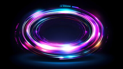 Abstract glowing ring, vibrant colors, dark background, design element