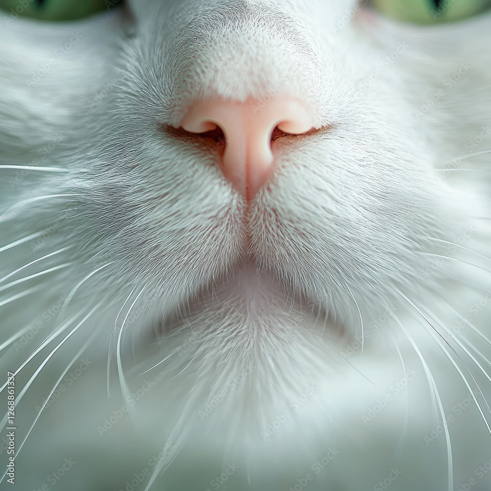 Poster close-up view of a cat's whiskers and nose highlighting fine details and textures