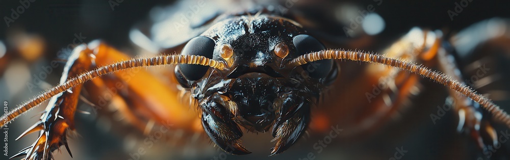 Aufkleber detailed macro view of a cockroach's face showcasing its intricate features and texture
