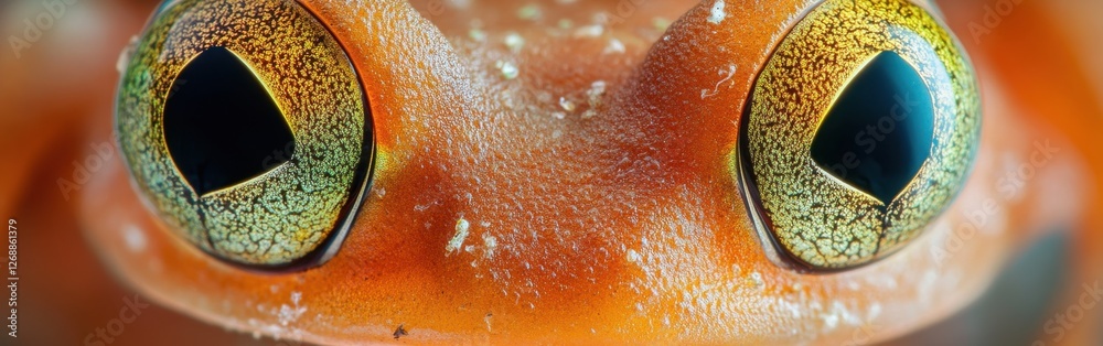 Poster Macro view capturing the fascinating details of a frog's face in natural habitat