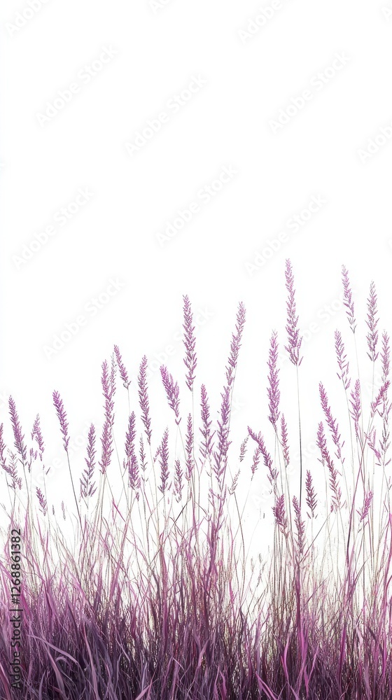 Aufkleber lush row of deep purple grass swaying gently in the breeze under a bright sky during a warm afternoo