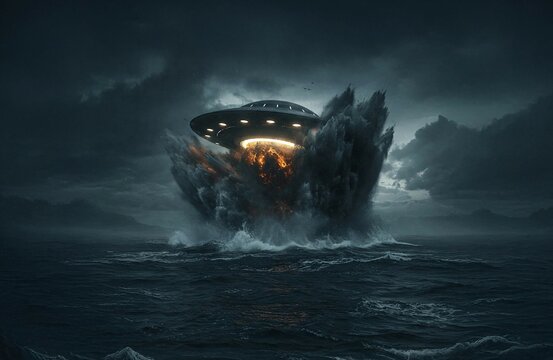 UFO or UAP emerging from the ocean