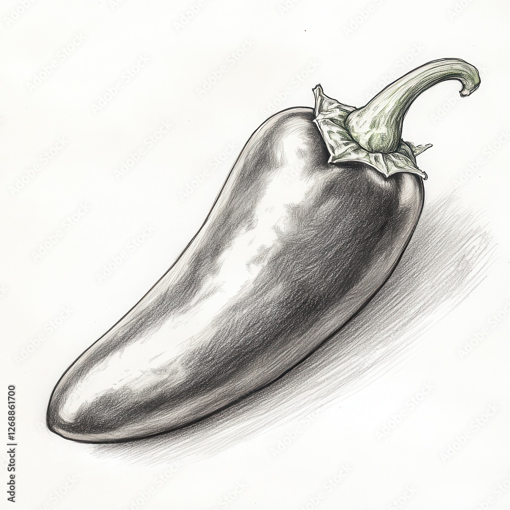 Poster detailed texture of a jalapeno pepper highlighting its smooth skin and unique shape in a neutral set