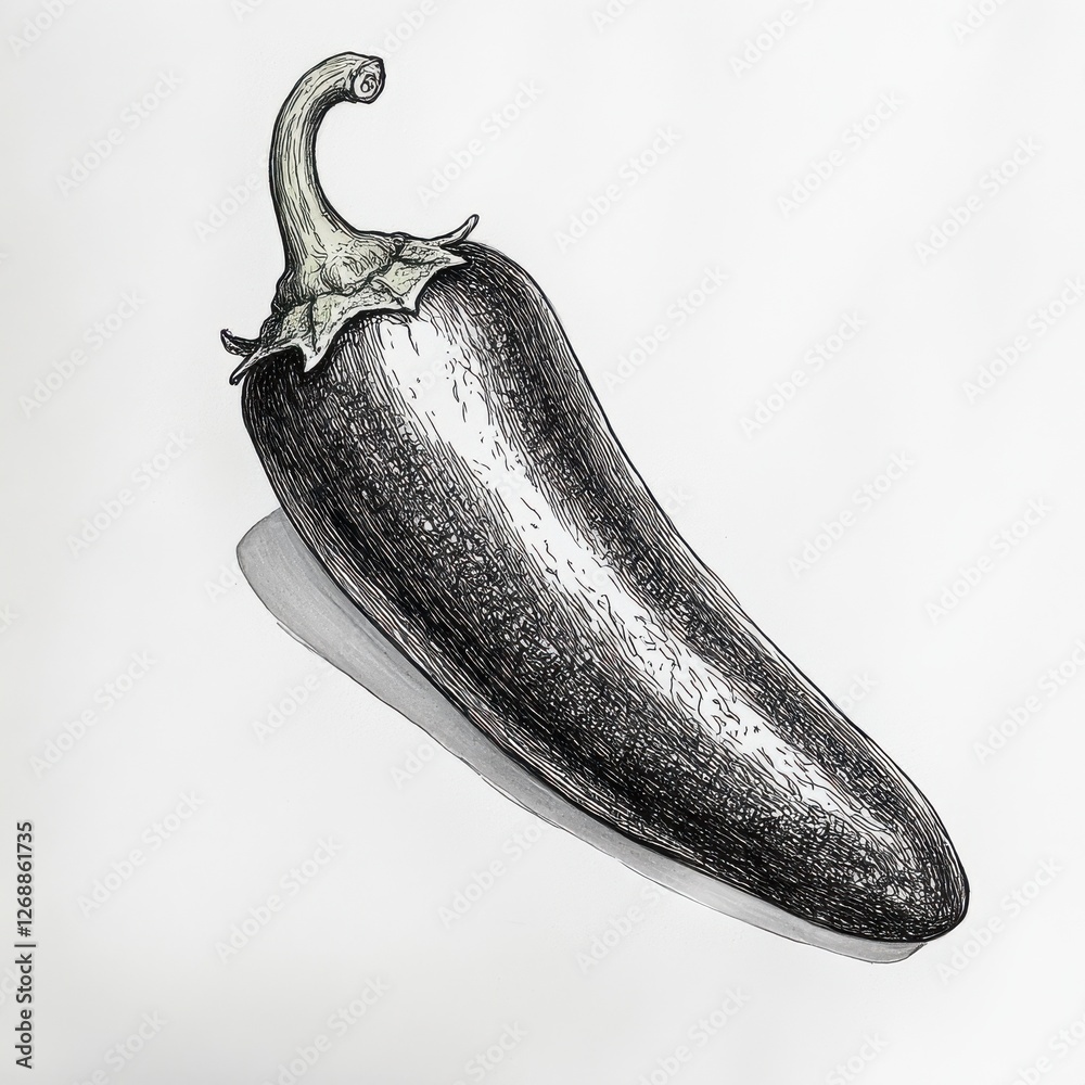Aufkleber detailed view of a jalapeo pepper showcasing its texture and vibrant color in a minimalist setting
