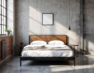 Industrial Interior Mockup, Modern Loft Style, Minimalist Urban Design, 3D Render