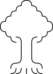 Minimalistic Black and White Tree Illustration with Detailed Roots Overview