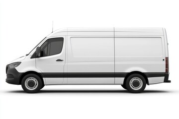 White cargo van, side profile, studio shot, delivery