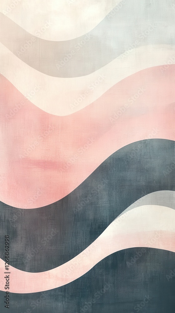 Fototapete Dynamic abstract pattern featuring muted pink and soft gray waves creating a soothing visual effect