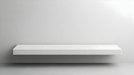 Empty white shelf against wall; product display