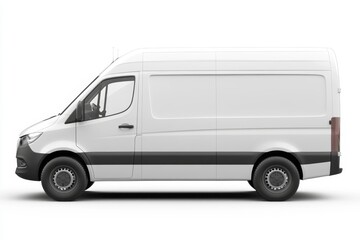 White delivery van, side view, studio, blank, mockup (1)
