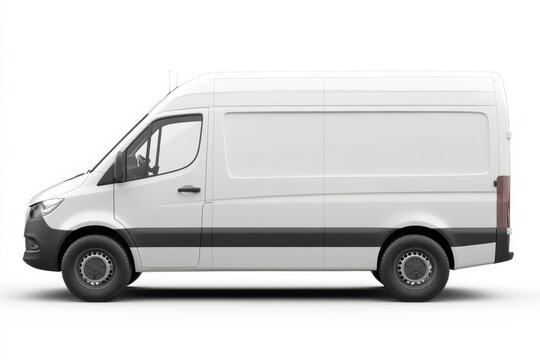 White delivery van, side view, studio, blank, mockup (1)