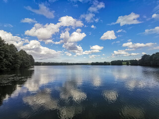 Clouds reflecting in the water. Landscape.
